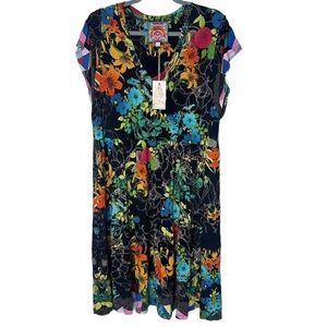 Johnny Was Nero Sequence Tiered Tea Length Dress